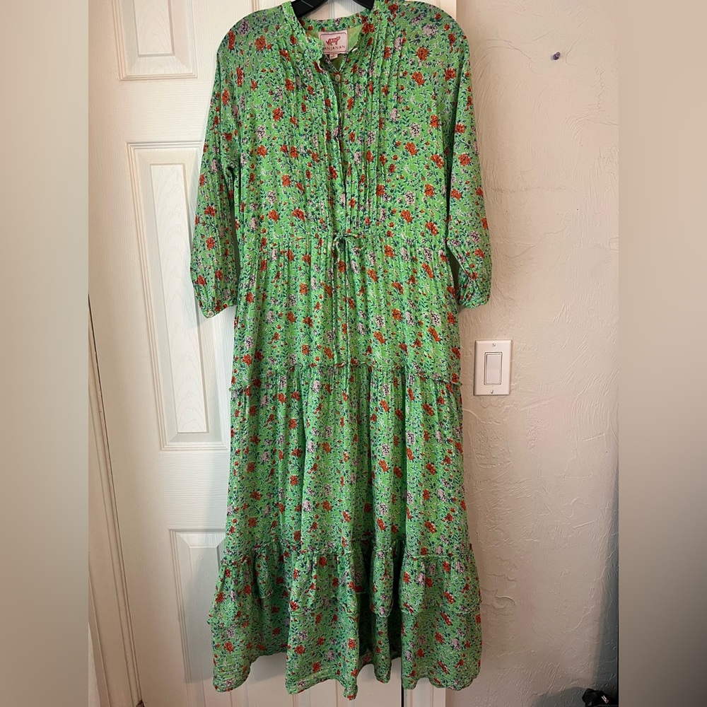 Banjanan Green Floral Long Sleeve Maxi Dress